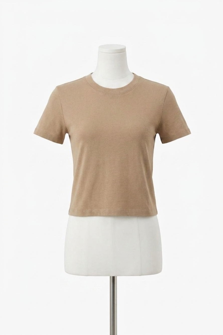 NEW ENZA COSTA supima cotton cropped perfect short sleeve tee in fatigue